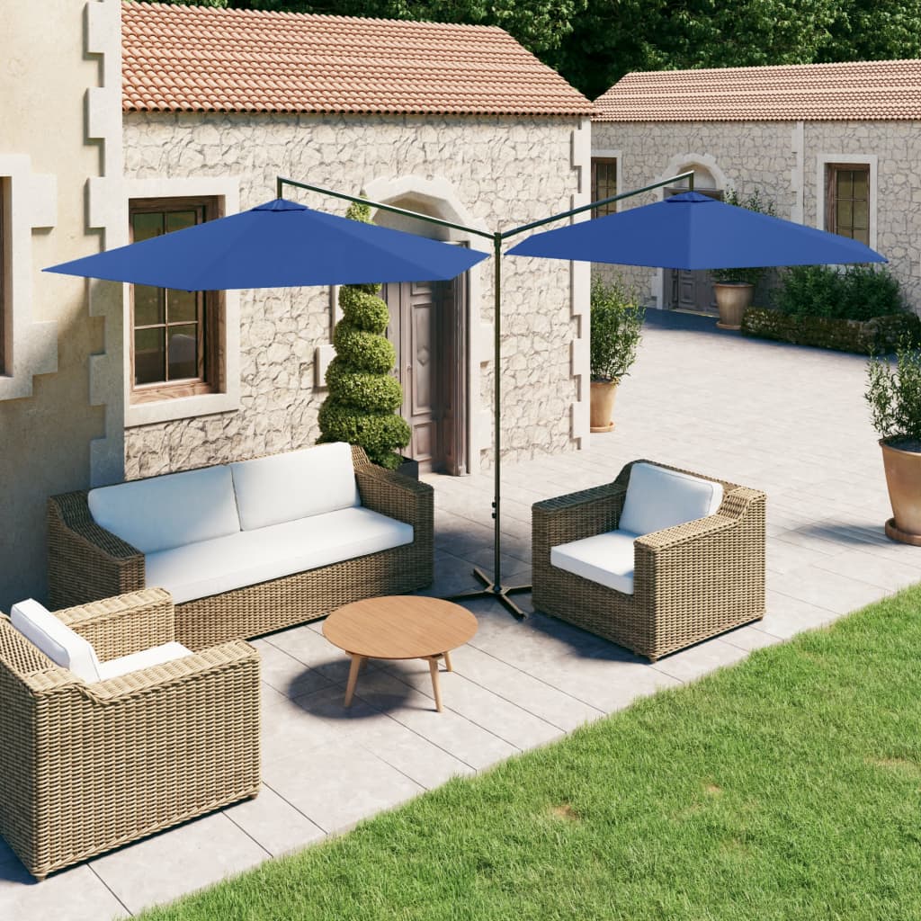 Double Garden Parasol With Steel Pole 600 Cm