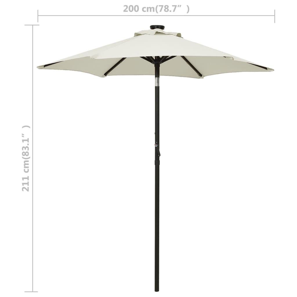 Garden Parasol With Led Lights 200X211 Cm Aluminium