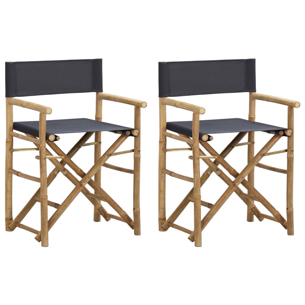 Folding Director's Chairs 2 Pcs Bamboo And Fabric