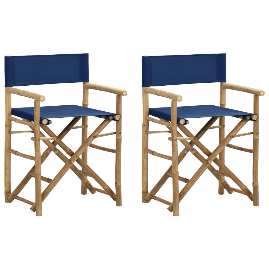 Folding Director's Chairs 2 Pcs Bamboo And Fabric