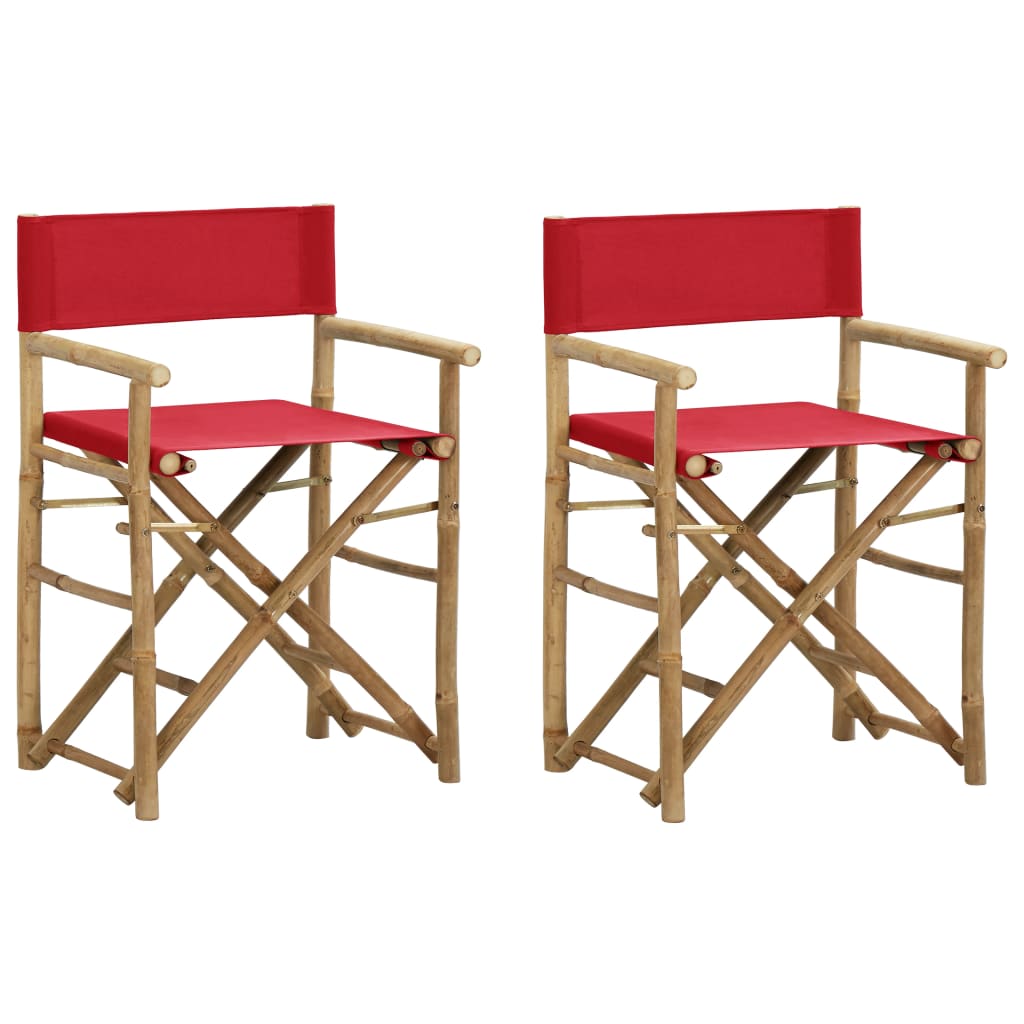 Folding Director's Chairs 2 Pcs Bamboo And Fabric