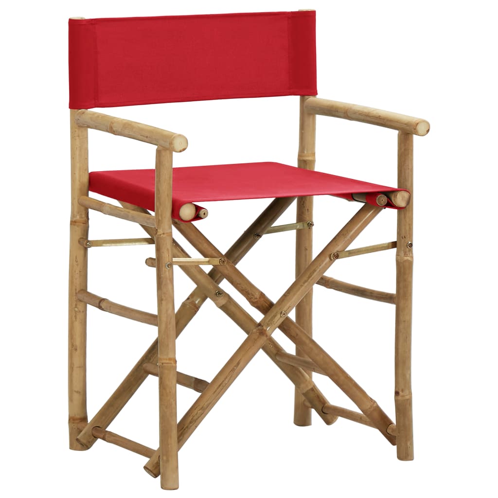 Folding Director's Chairs 2 Pcs Bamboo And Fabric