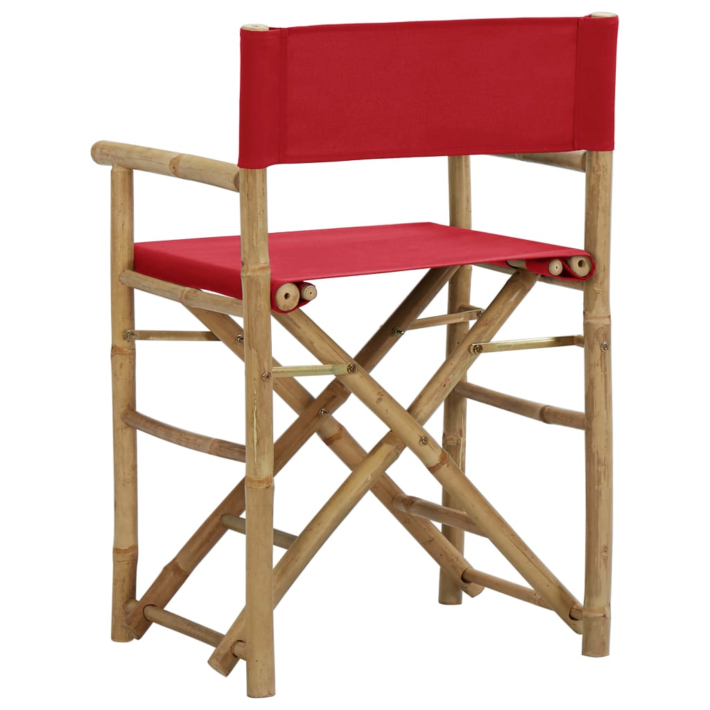 Folding Director's Chairs 2 Pcs Bamboo And Fabric