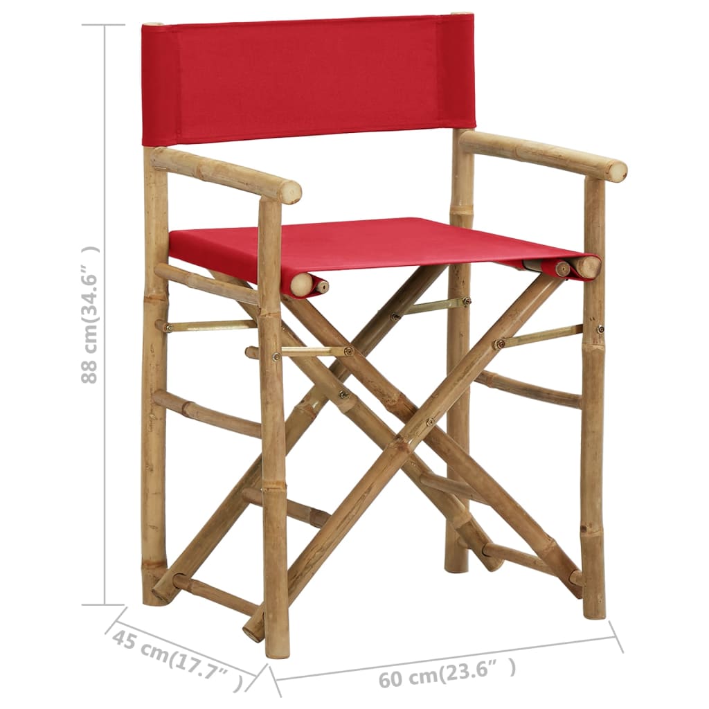 Folding Director's Chairs 2 Pcs Bamboo And Fabric