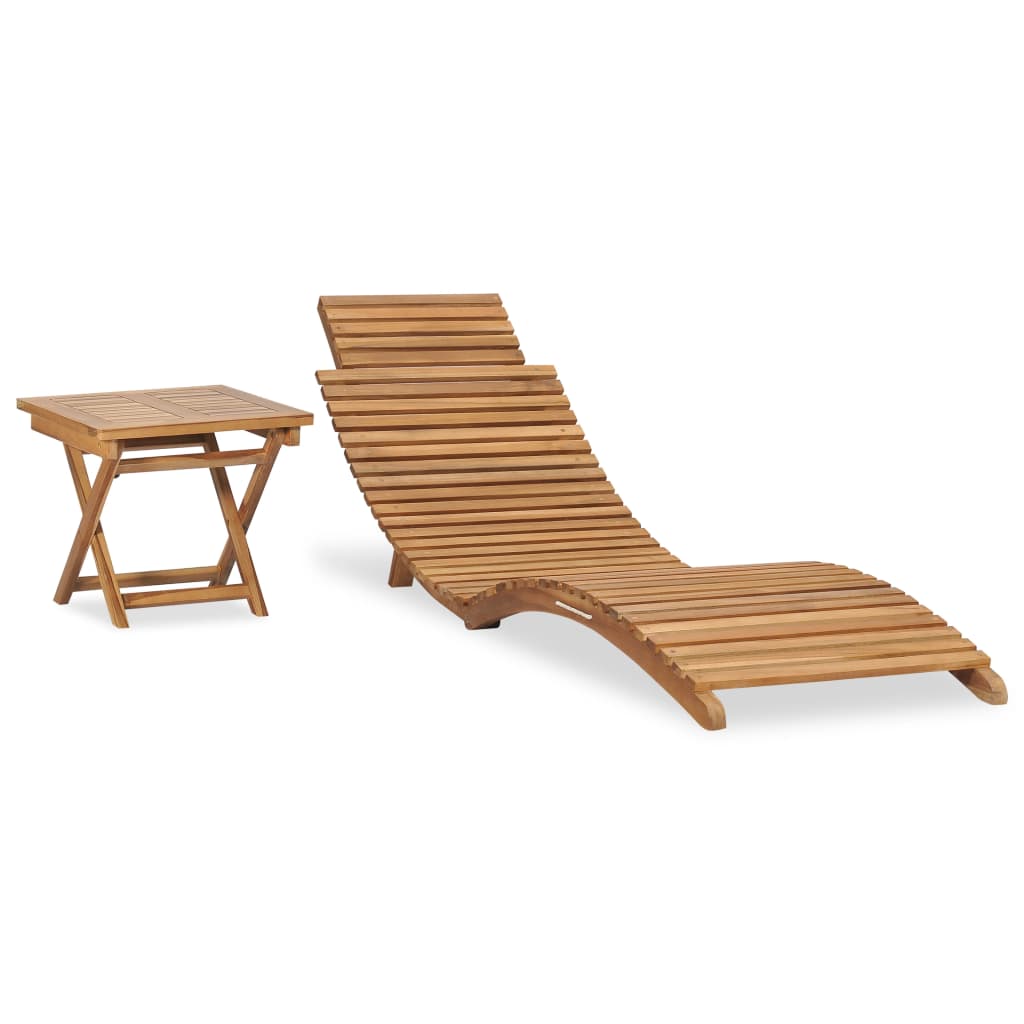 Folding Sun Loungers 2 Pcs Solid Teak Wood