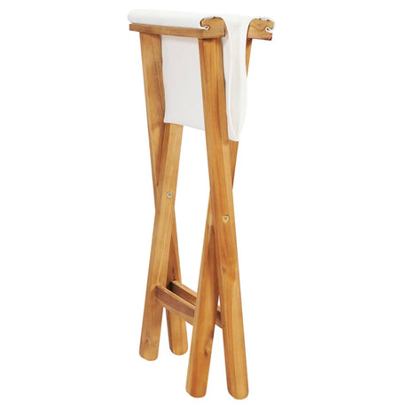 Folding Chairs 2 Pcs Solid Teak Wood And Fabric