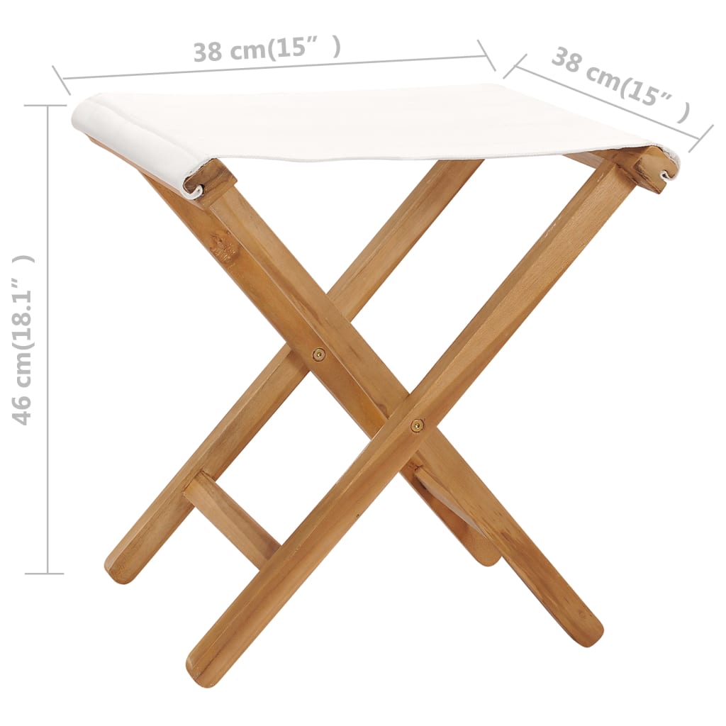 Folding Chairs 2 Pcs Solid Teak Wood And Fabric