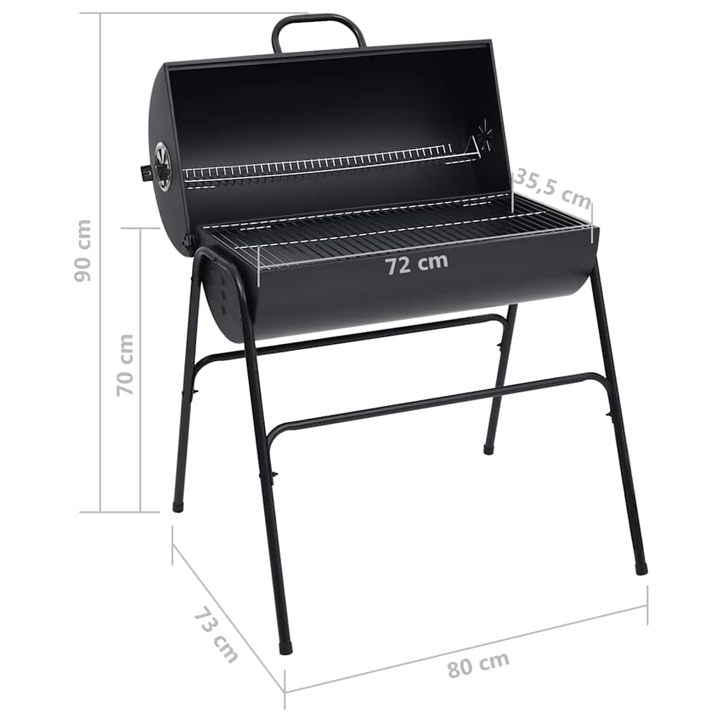 Barrel Grill With 2 Cooking Grids Black 80X95X90 Cm Steel