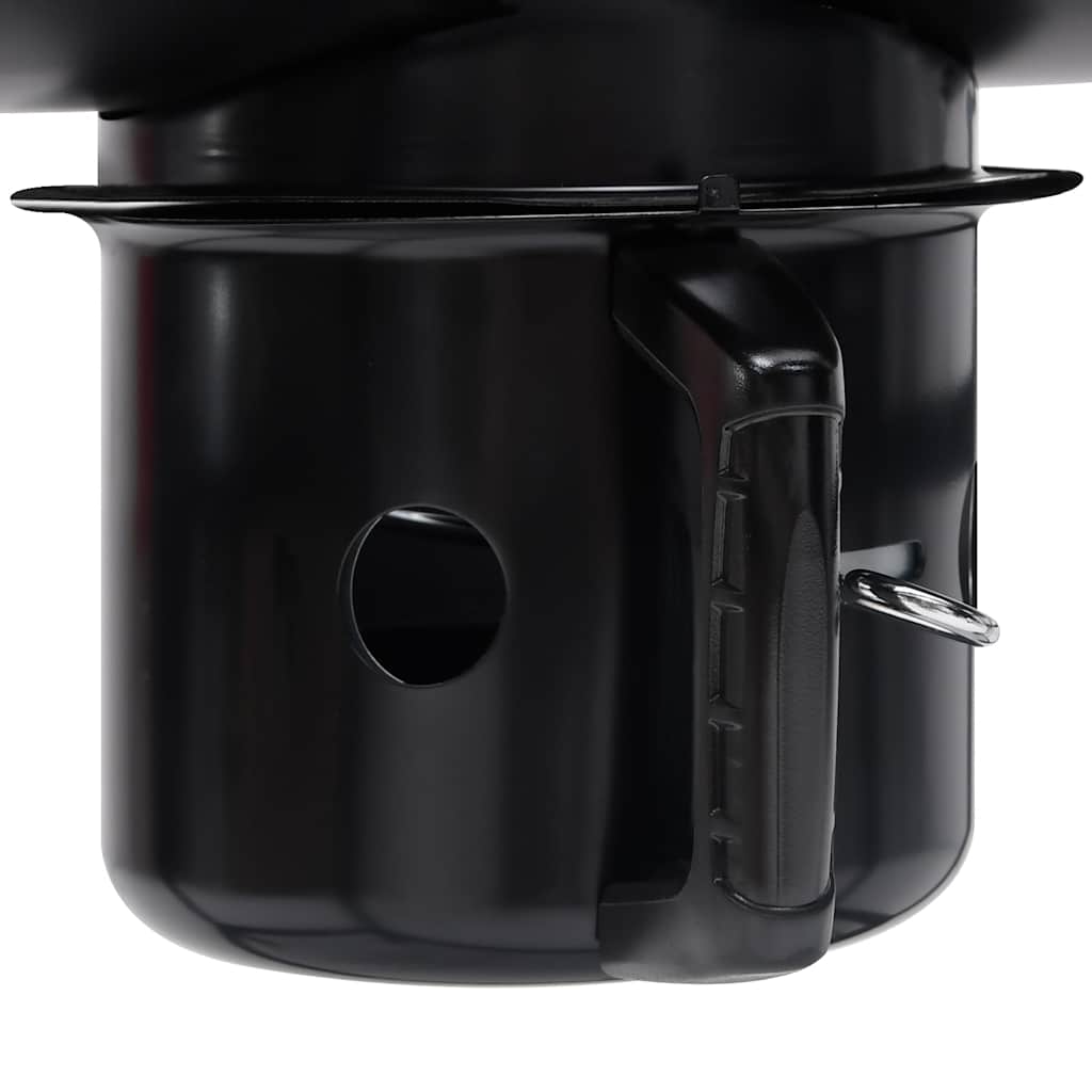 Barrel Grill With Wheels And Shelves Black Steel 115X85X95 Cm