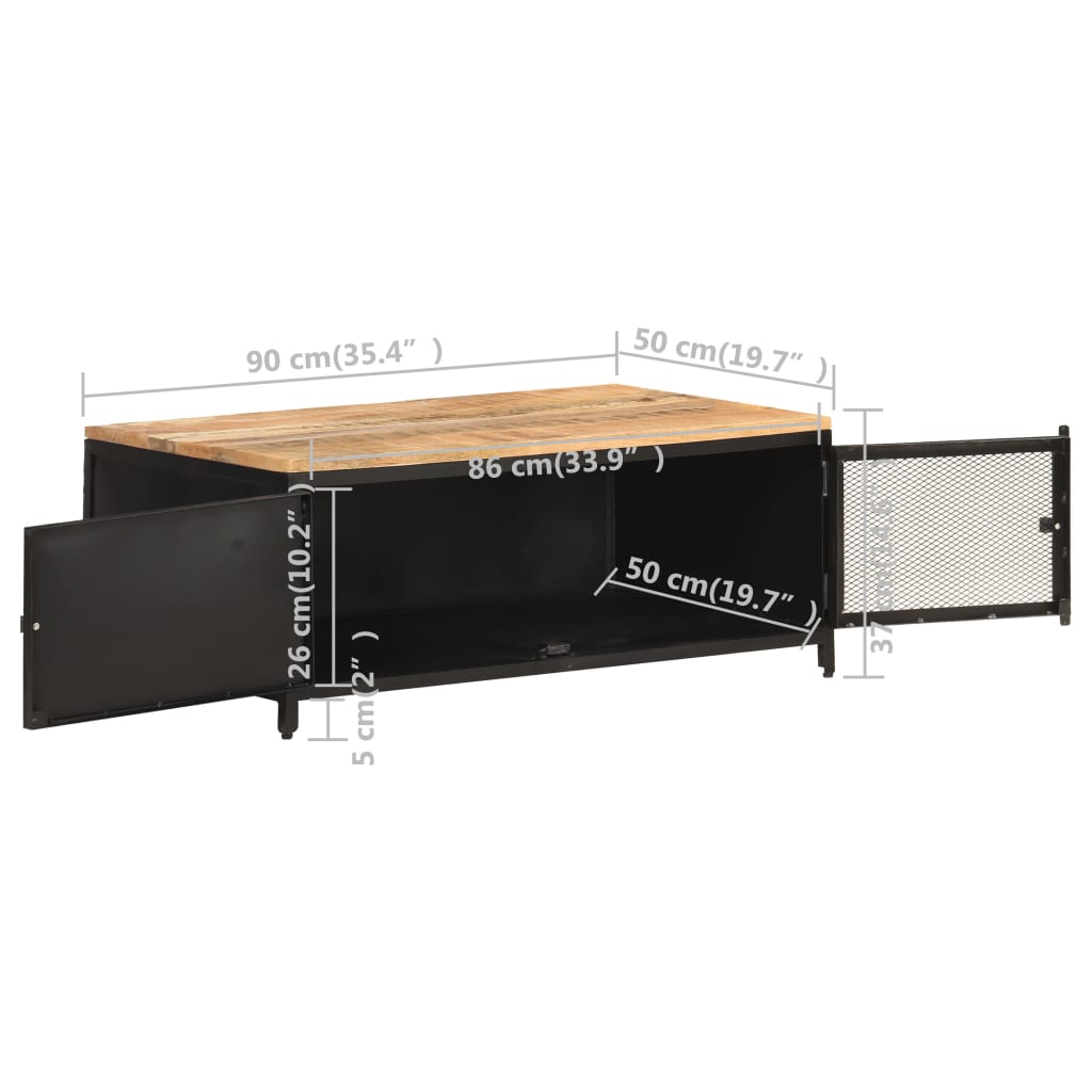 Coffee Table 90X50X37 Cm Solid Rough Mango Wood