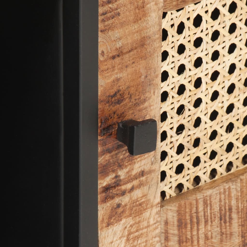 Coffee Table 90X50X35 Cm Rough Mango Wood And Natural Cane