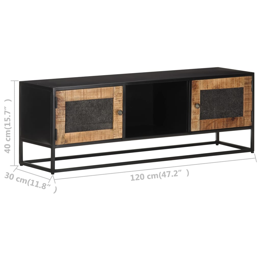 Tv Cabinet 120X30X40 Cm Rough Mango Wood