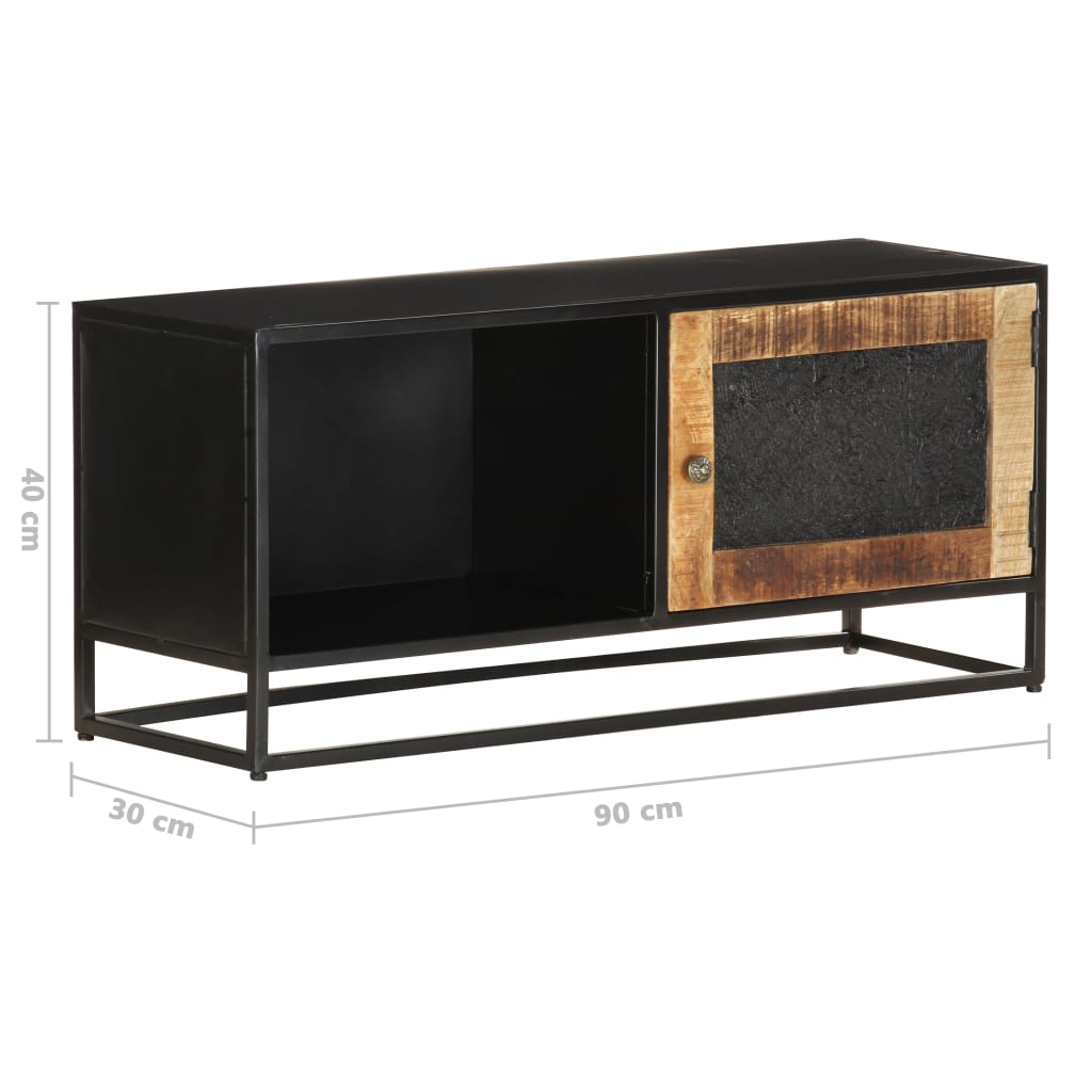 Tv Cabinet 90X30X40 Cm Rough Mango Wood