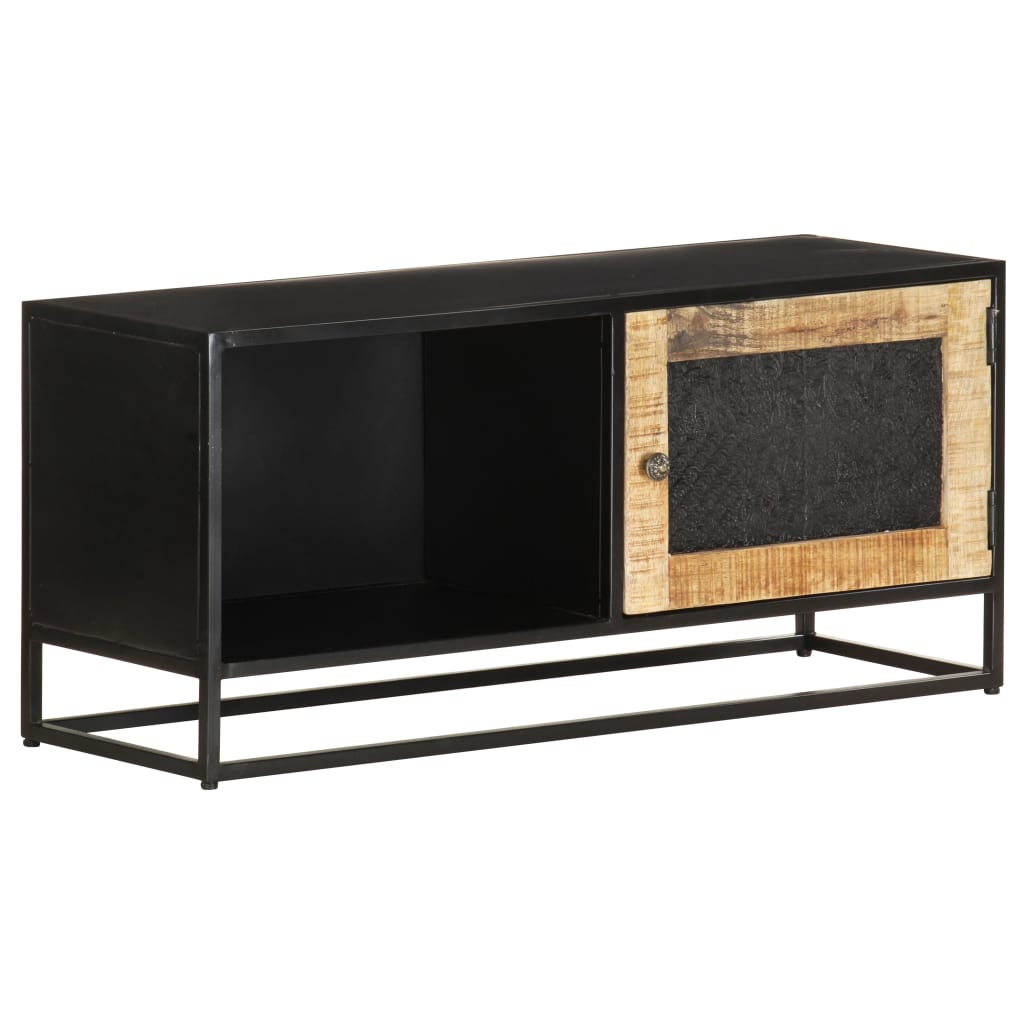 Tv Cabinet 90X30X40 Cm Rough Mango Wood