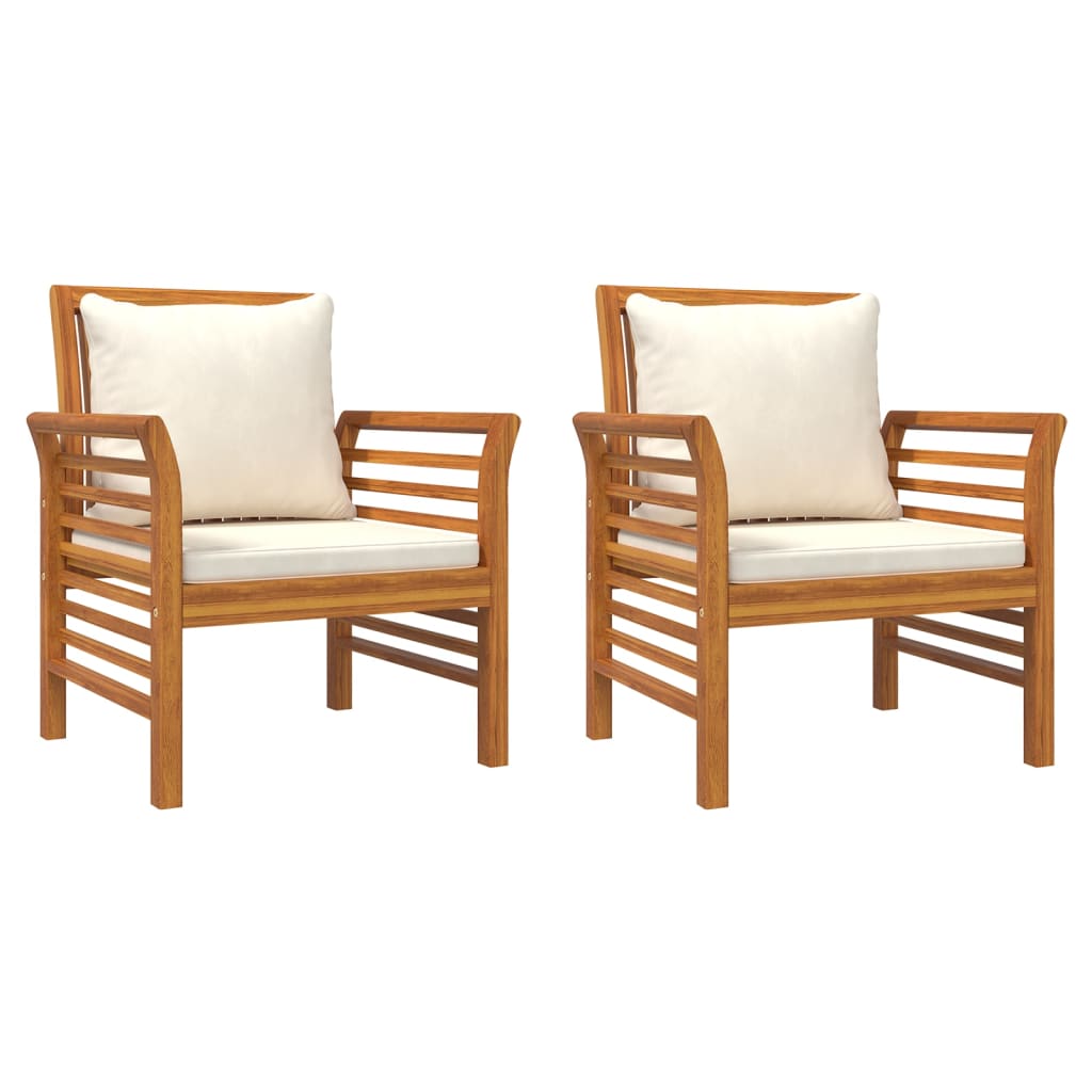 Sofa Chairs With Cushions 2 Pcs Solid Wood Acacia
