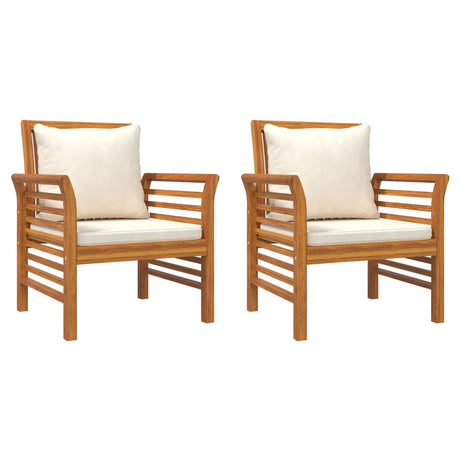 Sofa Chairs With Cushions 2 Pcs Solid Wood Acacia
