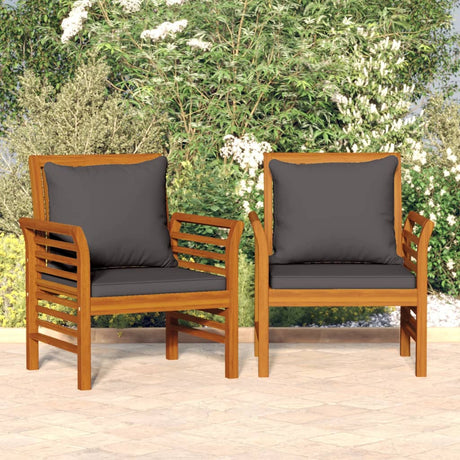 Sofa Chairs With Cushions 2 Pcs Solid Wood Acacia