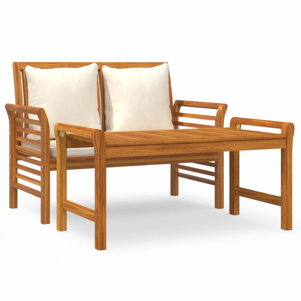 2 Piece Garden Lounge Set With Cushions Solid Wood