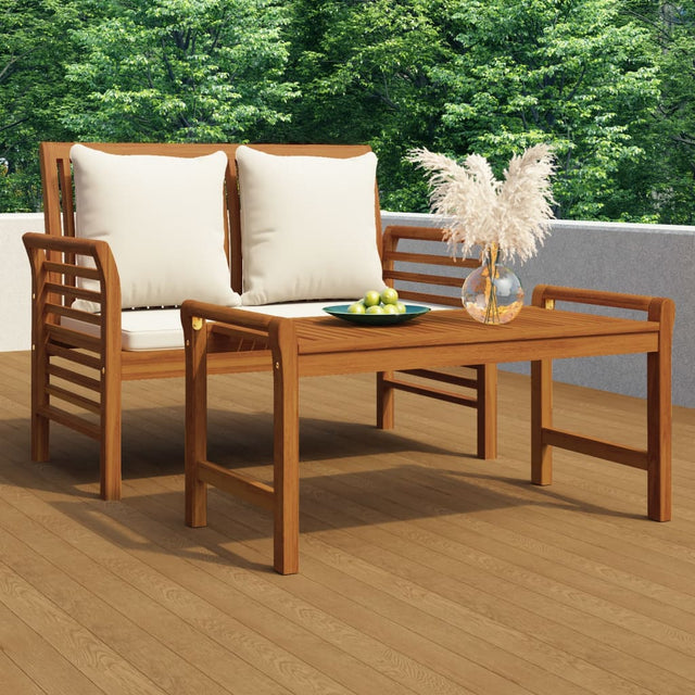 2 Piece Garden Lounge Set With Cushions Solid Wood