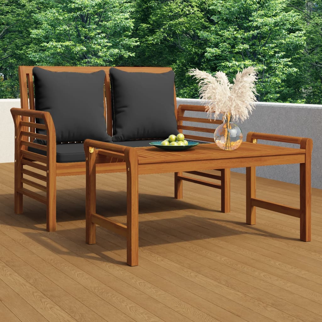 2 Piece Garden Lounge Set With Cushions Solid Wood