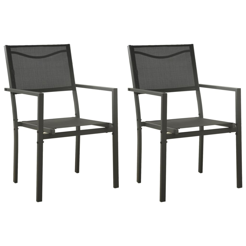 Garden Chairs 2 Pcs Textilene And Steel Black And Anthracite
