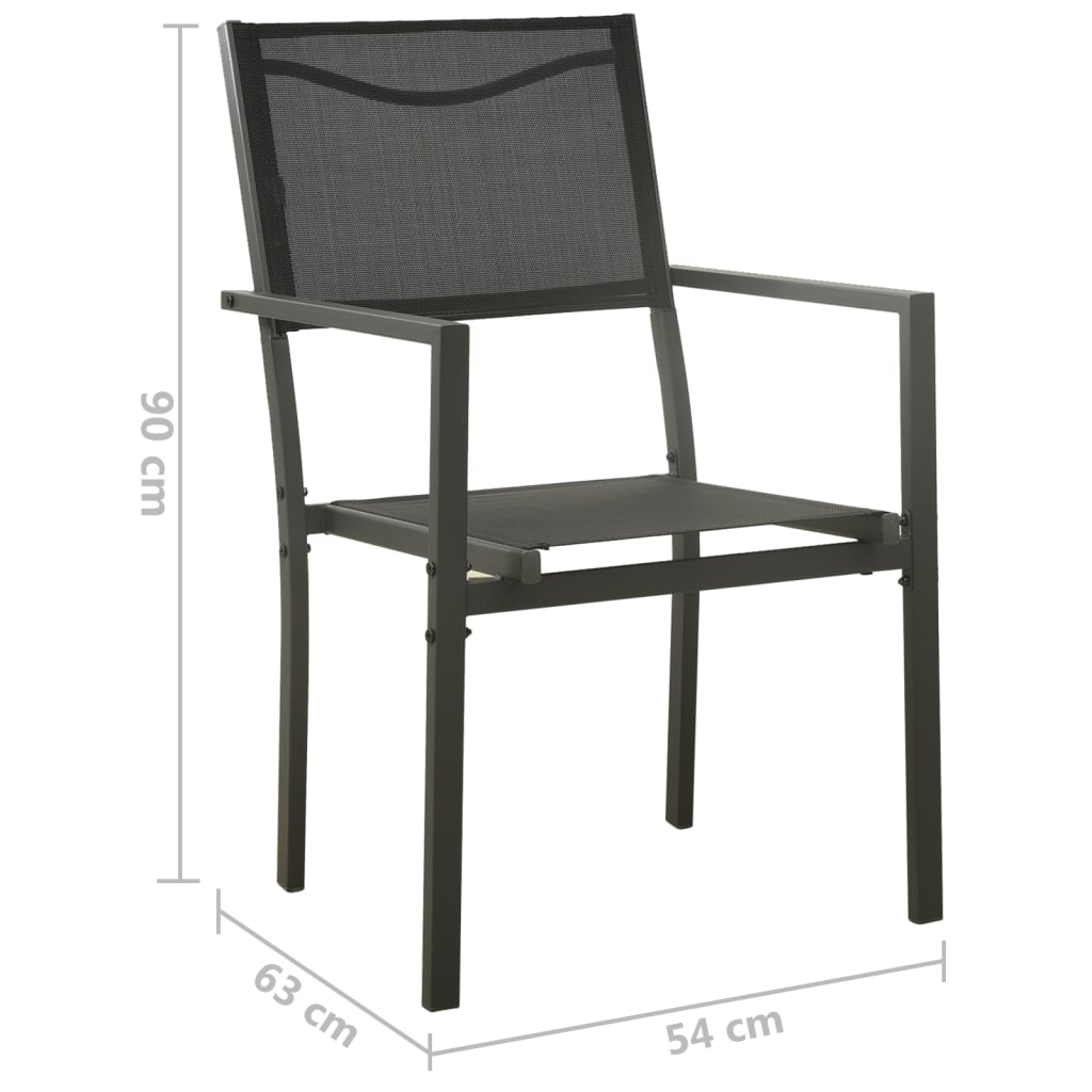 Garden Chairs 2 Pcs Textilene And Steel Black And Anthracite