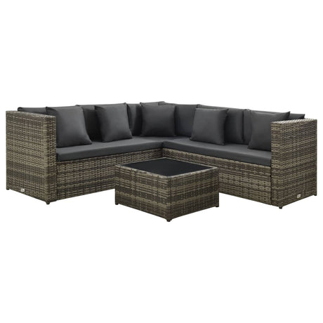 4 Piece Garden Lounge Set With Cushions Poly Rattan