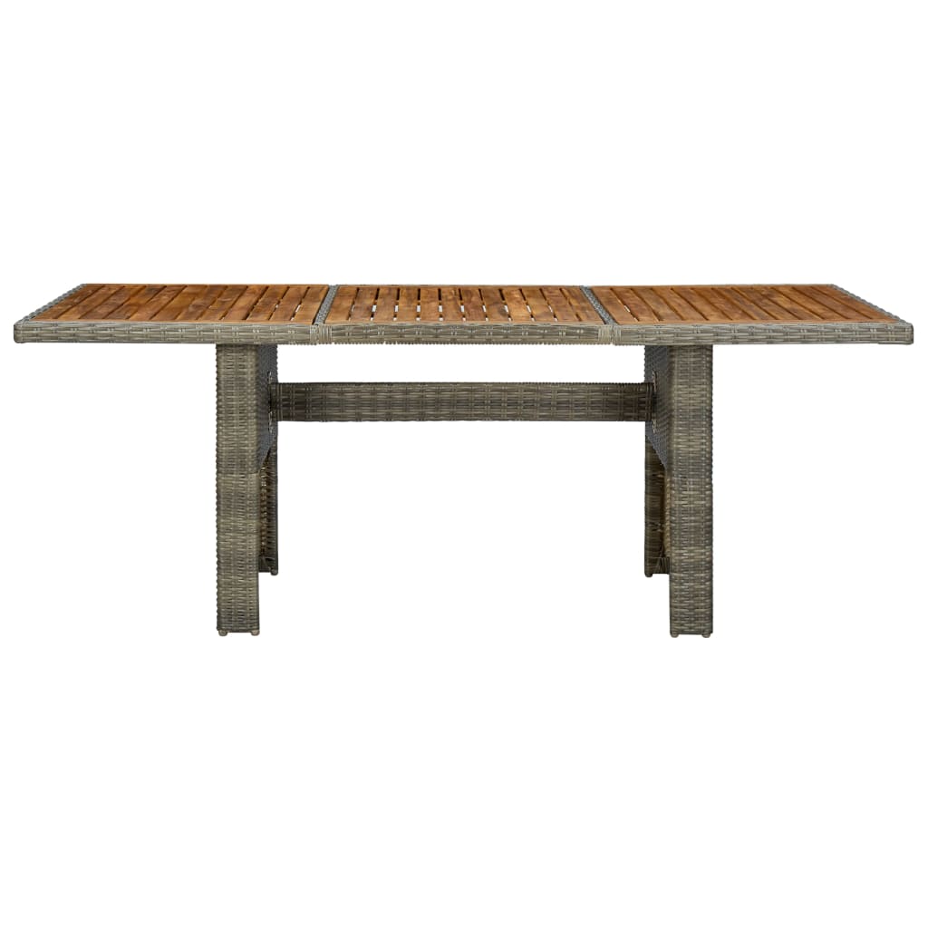 Garden Table Poly Rattan And Solid Acacia Wood