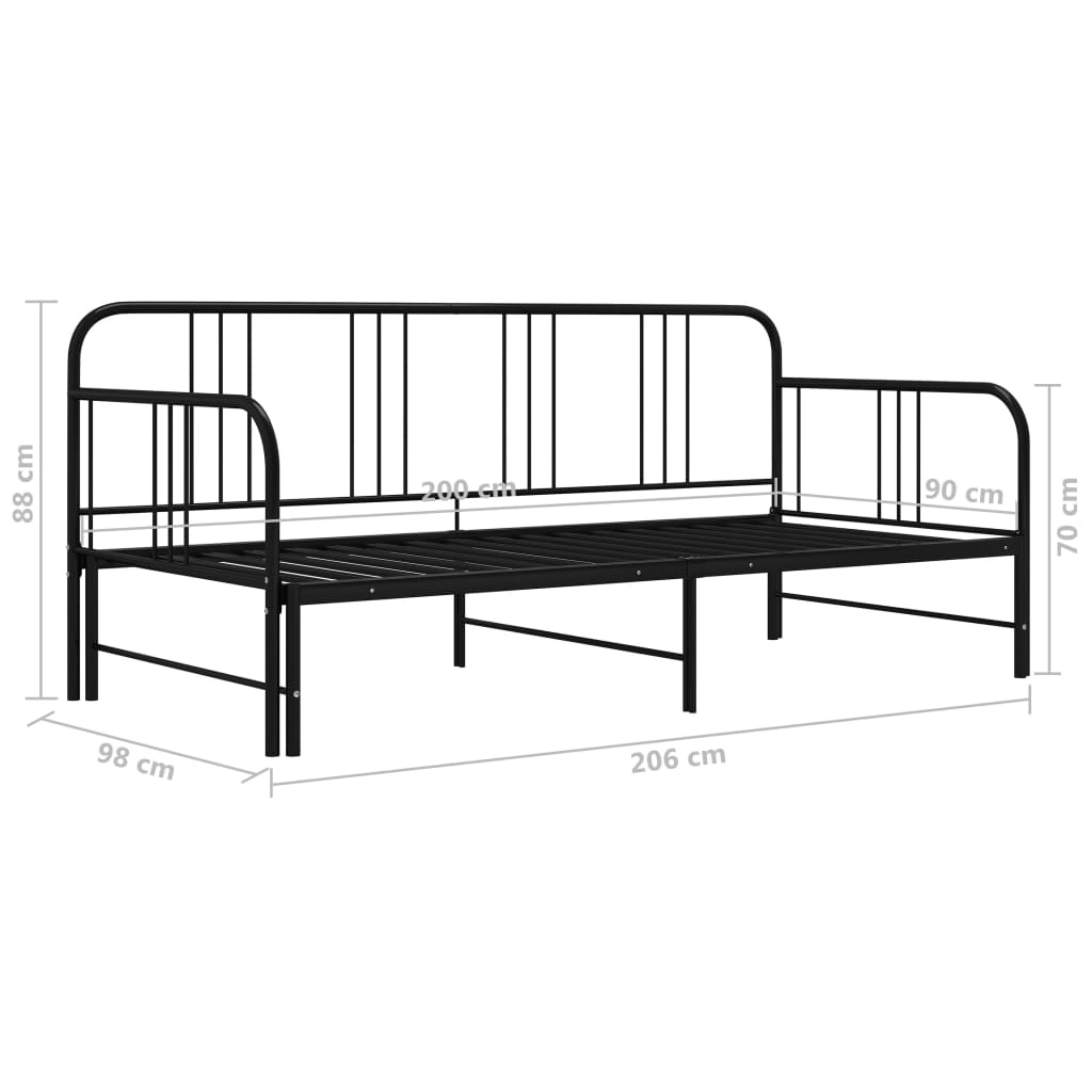 Pull-Out Sofa Bed Frame Without Mattress Metal 90X200 Cm