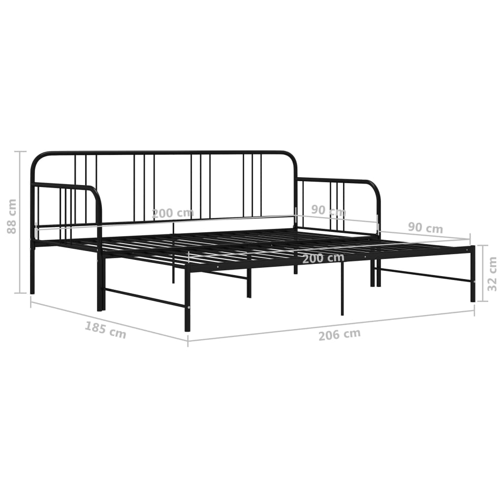 Pull-Out Sofa Bed Frame Without Mattress Metal 90X200 Cm