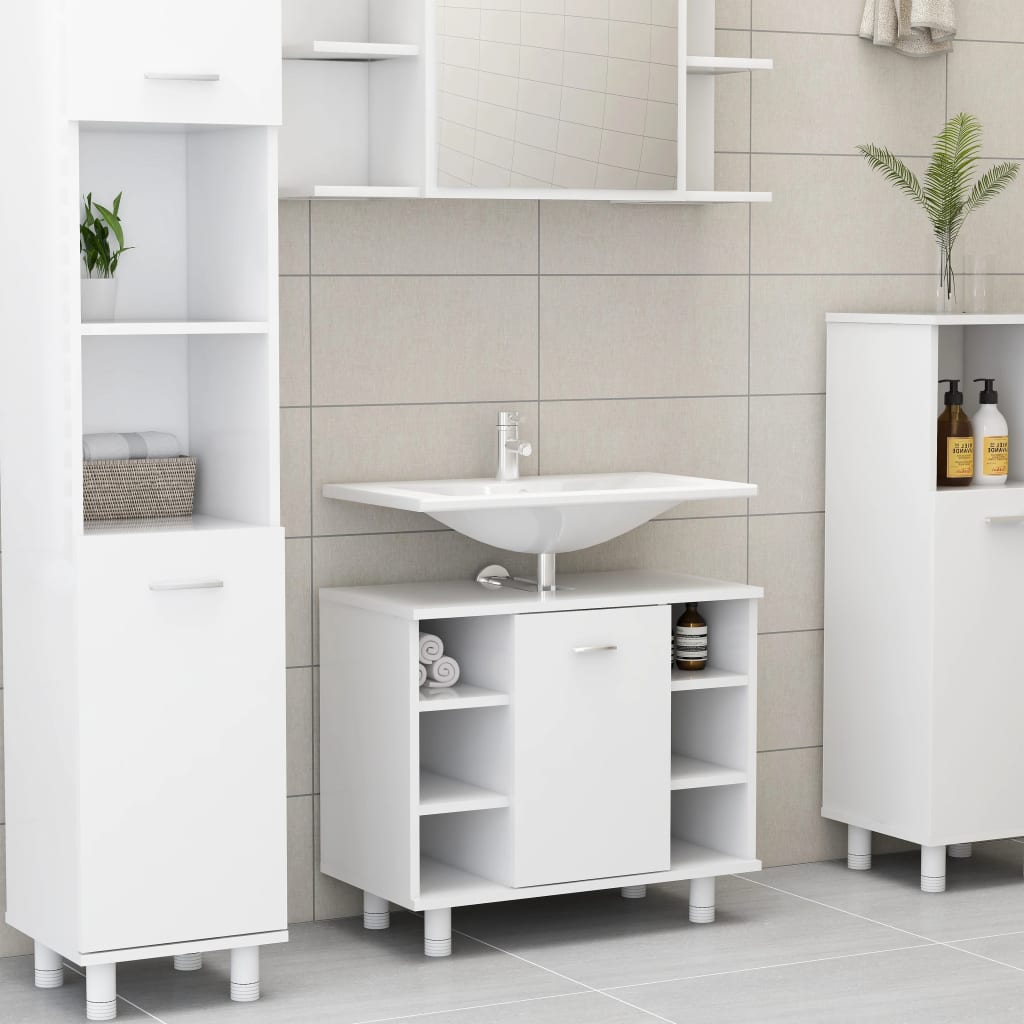 4 Piece Bathroom Furniture Set Engineered Wood