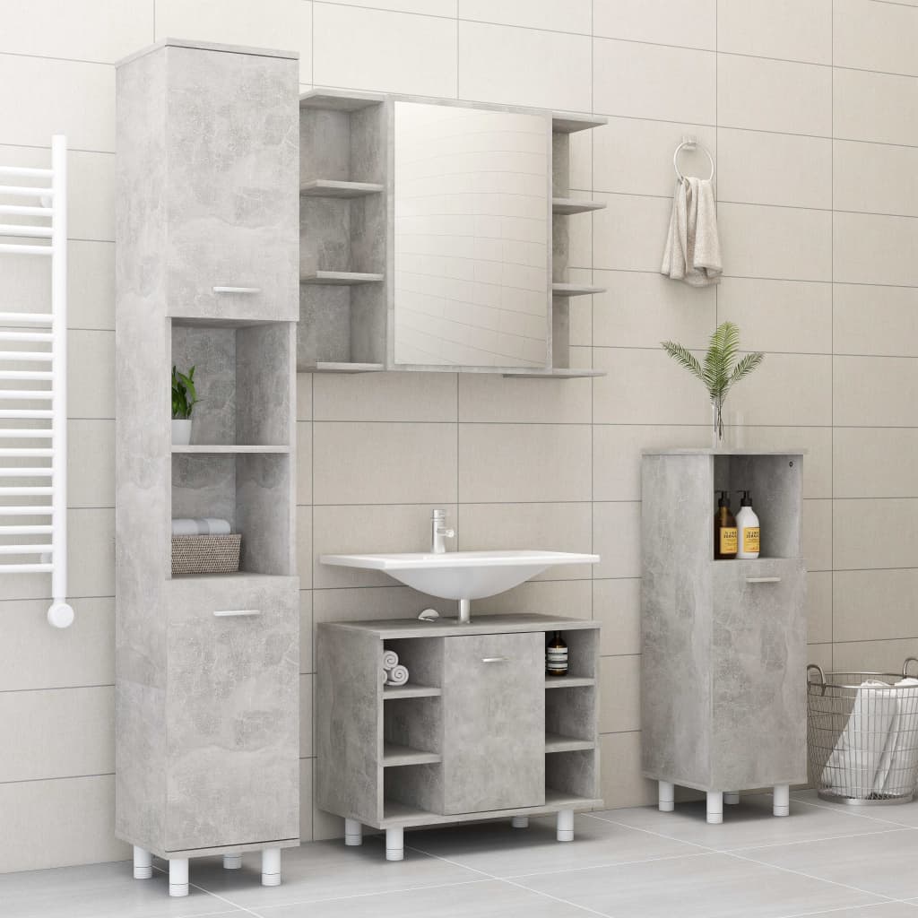 4 Piece Bathroom Furniture Set Engineered Wood