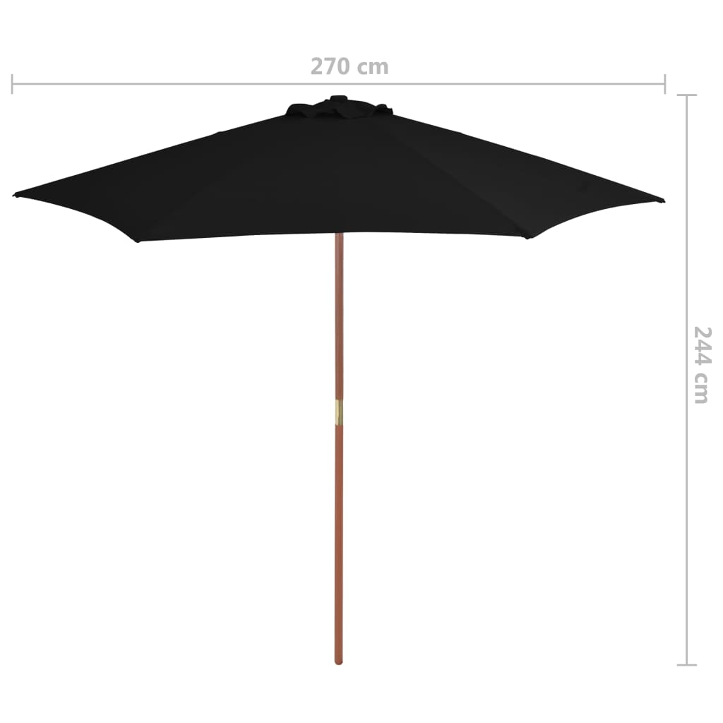 Garden Parasol With Wooden Pole 270 Cm