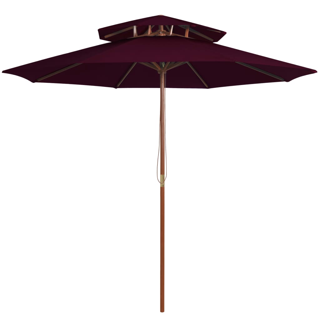Double Decker Garden Parasol With Wooden Pole 270 Cm