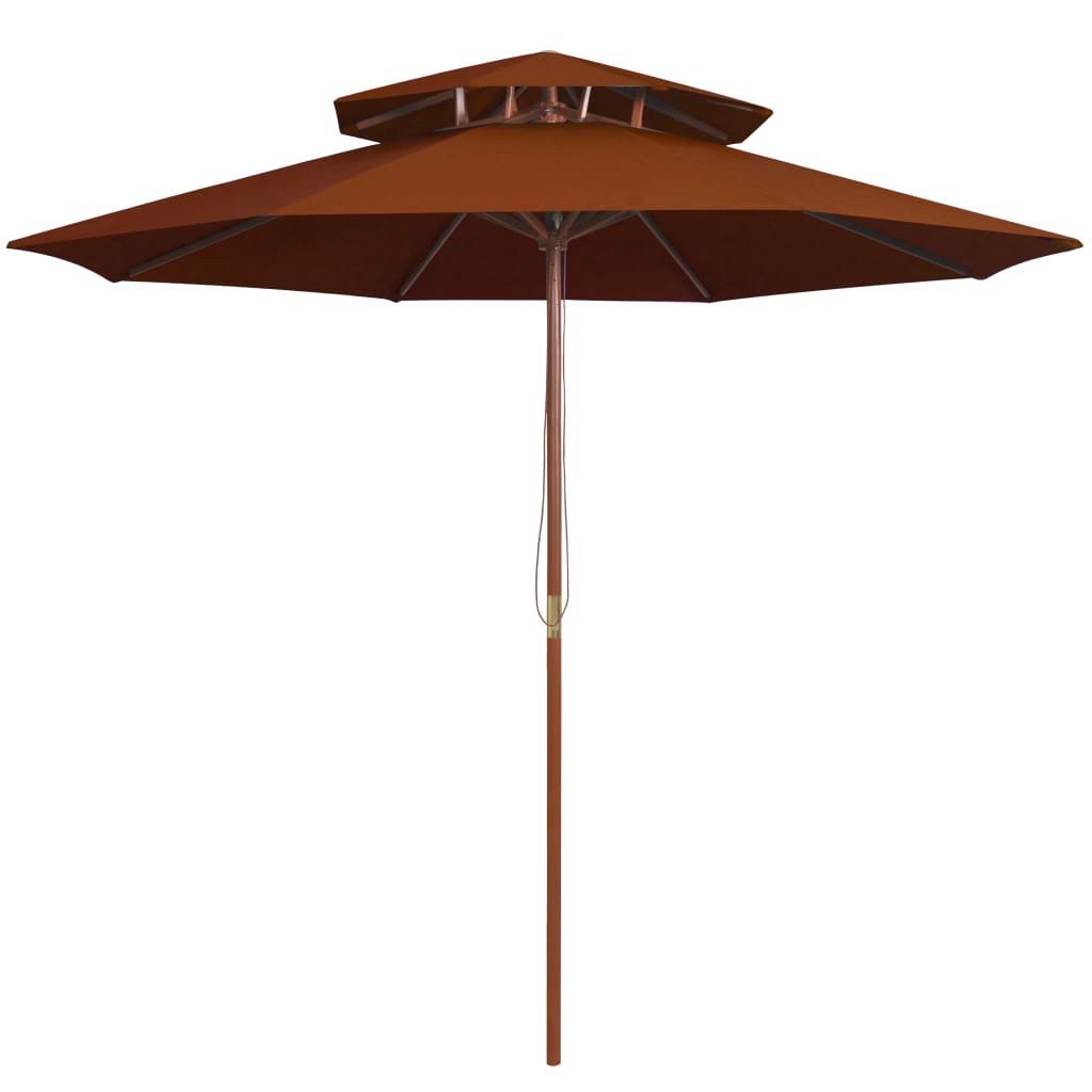 Double Decker Garden Parasol With Wooden Pole 270 Cm