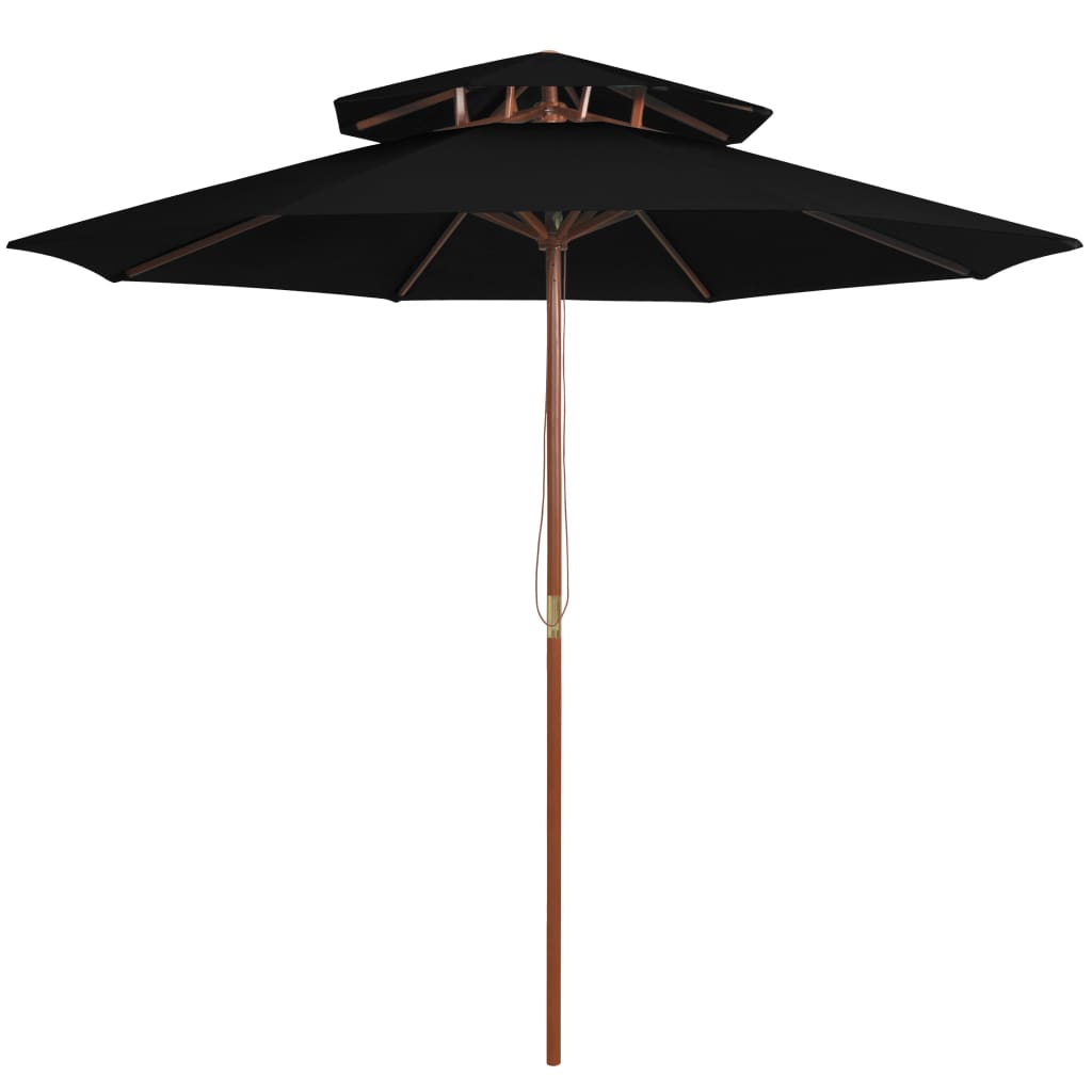 Double Decker Garden Parasol With Wooden Pole 270 Cm