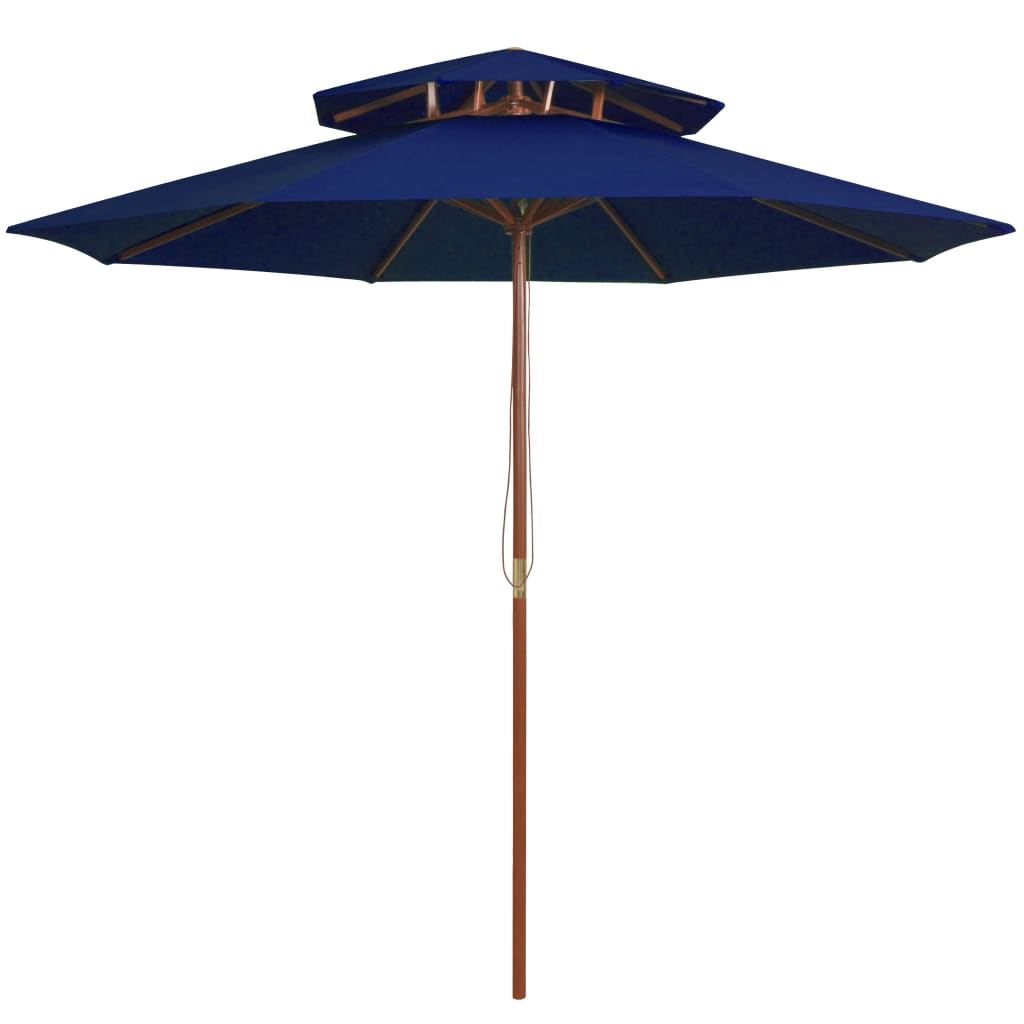 Double Decker Garden Parasol With Wooden Pole 270 Cm