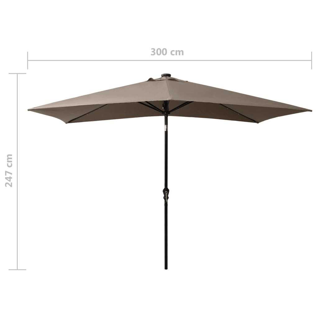 Garden Parasol With Leds And Steel Pole 2X3 M