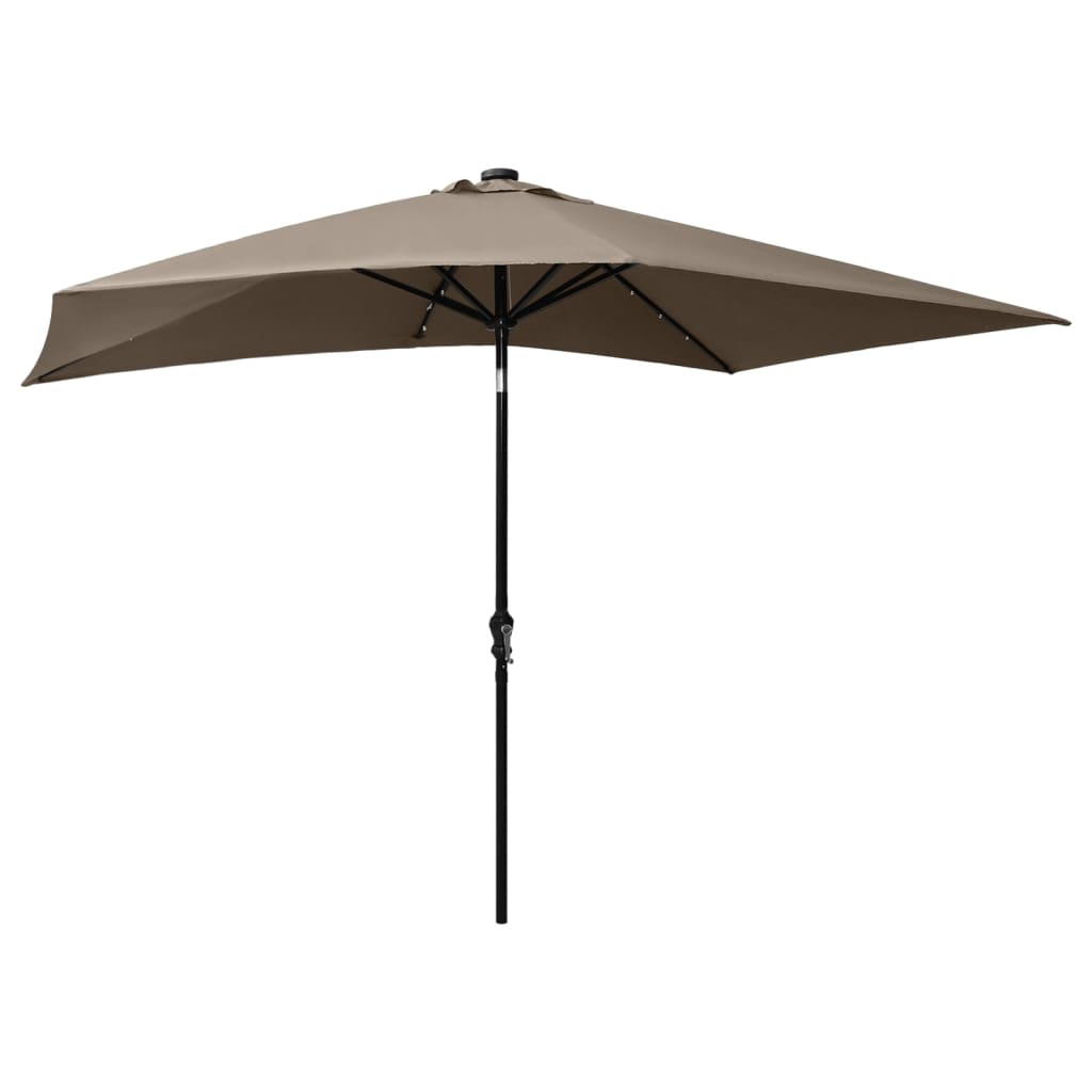 Garden Parasol With Leds And Steel Pole 2X3 M