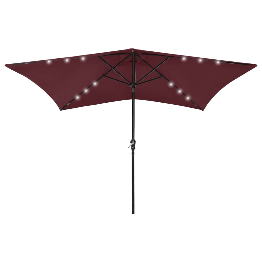 Garden Parasol With Leds And Steel Pole 2X3 M