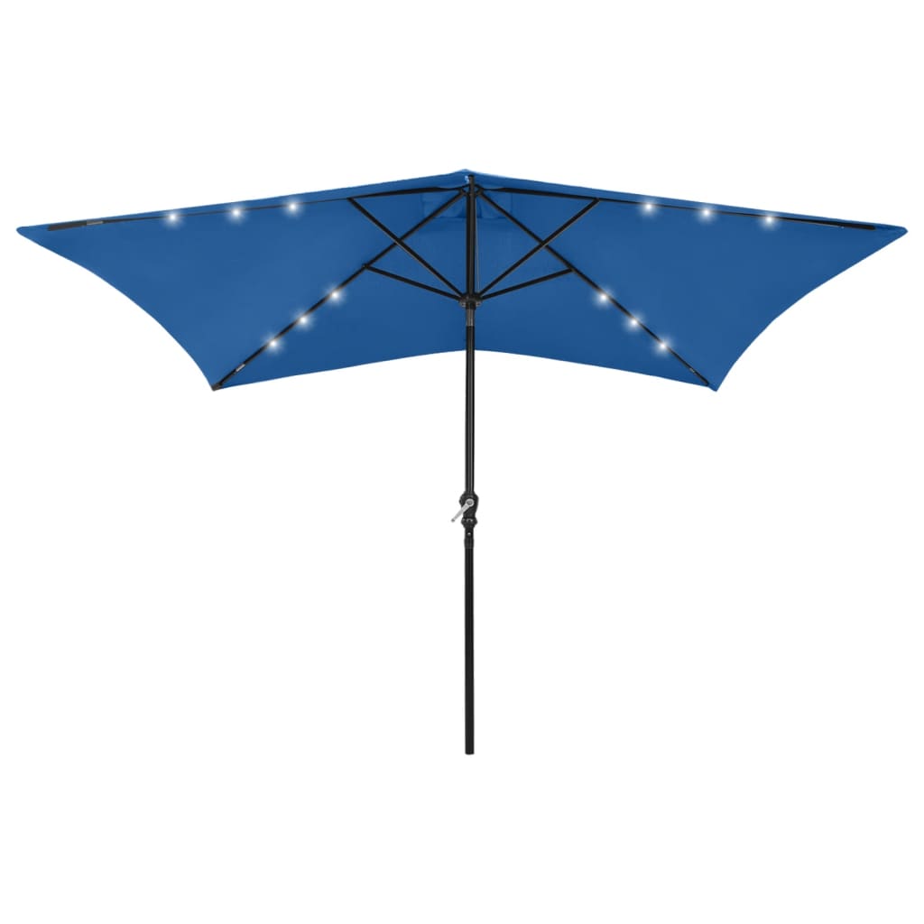 Garden Parasol With Leds And Steel Pole 2X3 M