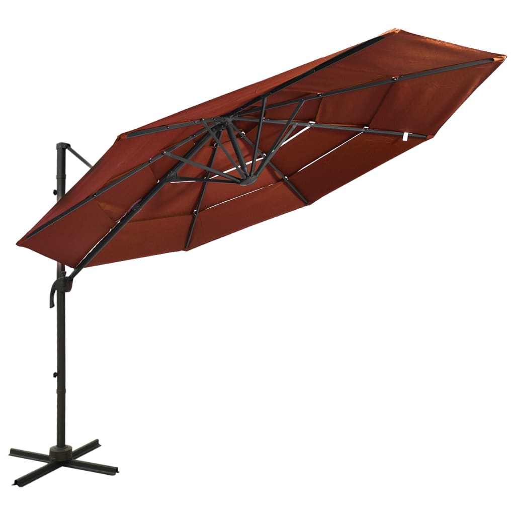 4-Tier Garden Parasol With Aluminium Pole 3X3 M