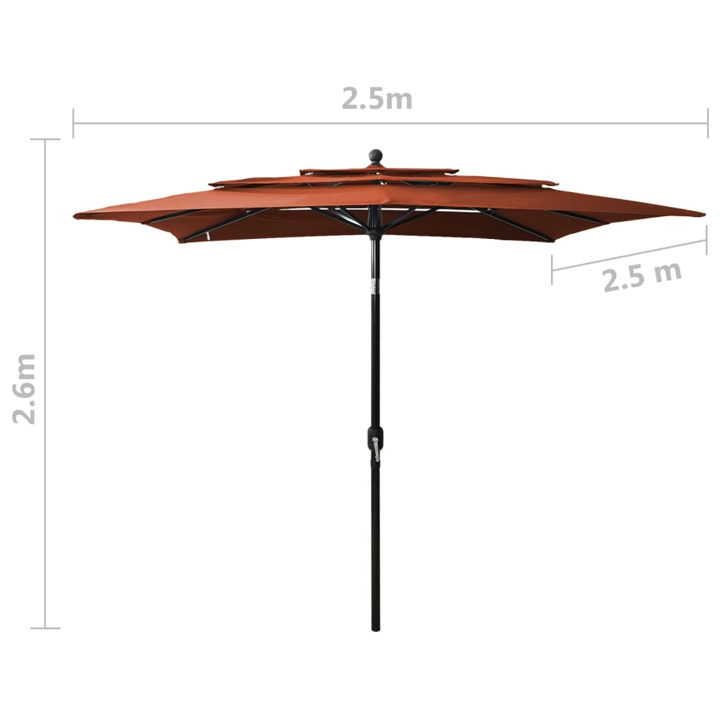 3-Tier Garden Parasol With Aluminium Pole
