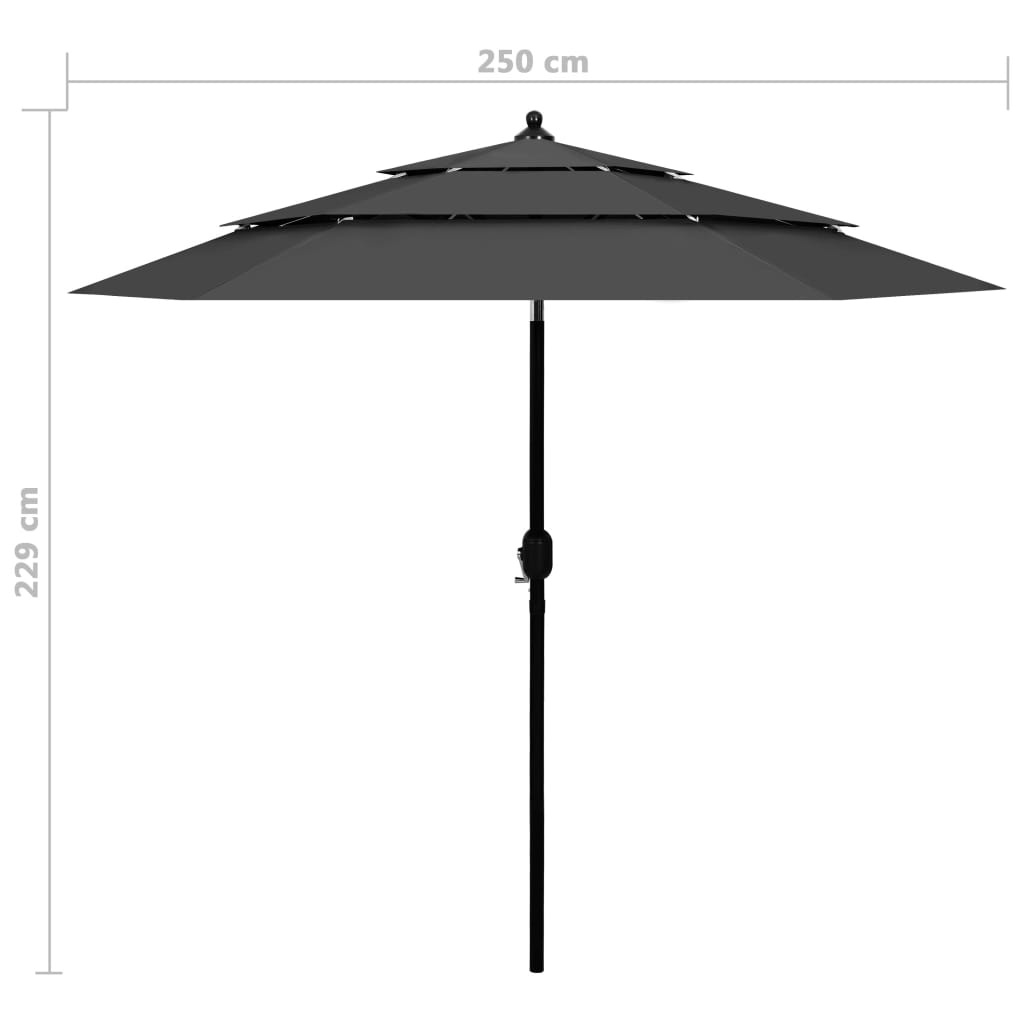 3-Tier Garden Parasol With Aluminium Pole