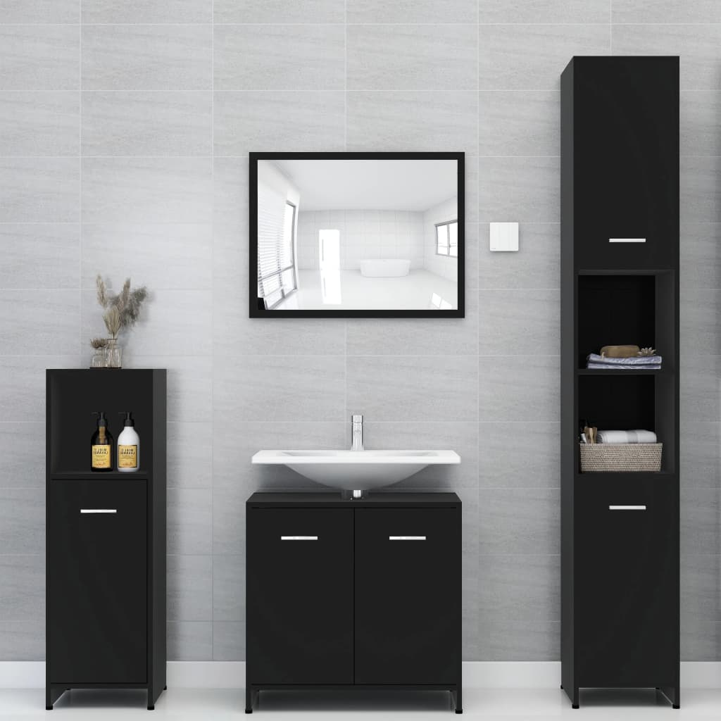 3 Piece Bathroom Furniture Set Engineered Wood