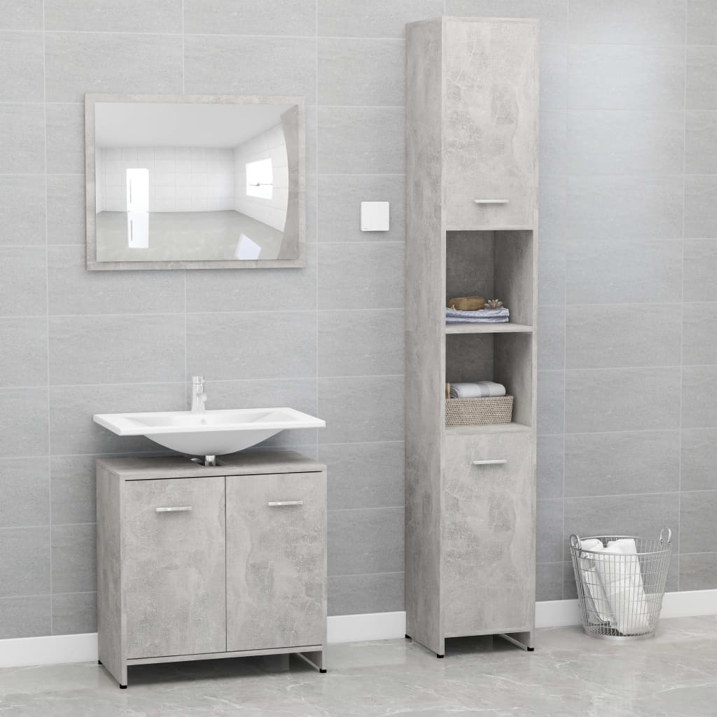 3 Piece Bathroom Furniture Set Engineered Wood