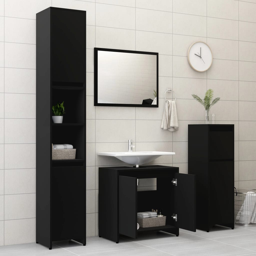 3 Piece Bathroom Furniture Set Engineered Wood
