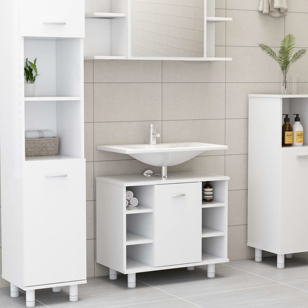 3 Piece Bathroom Furniture Set Engineered Wood