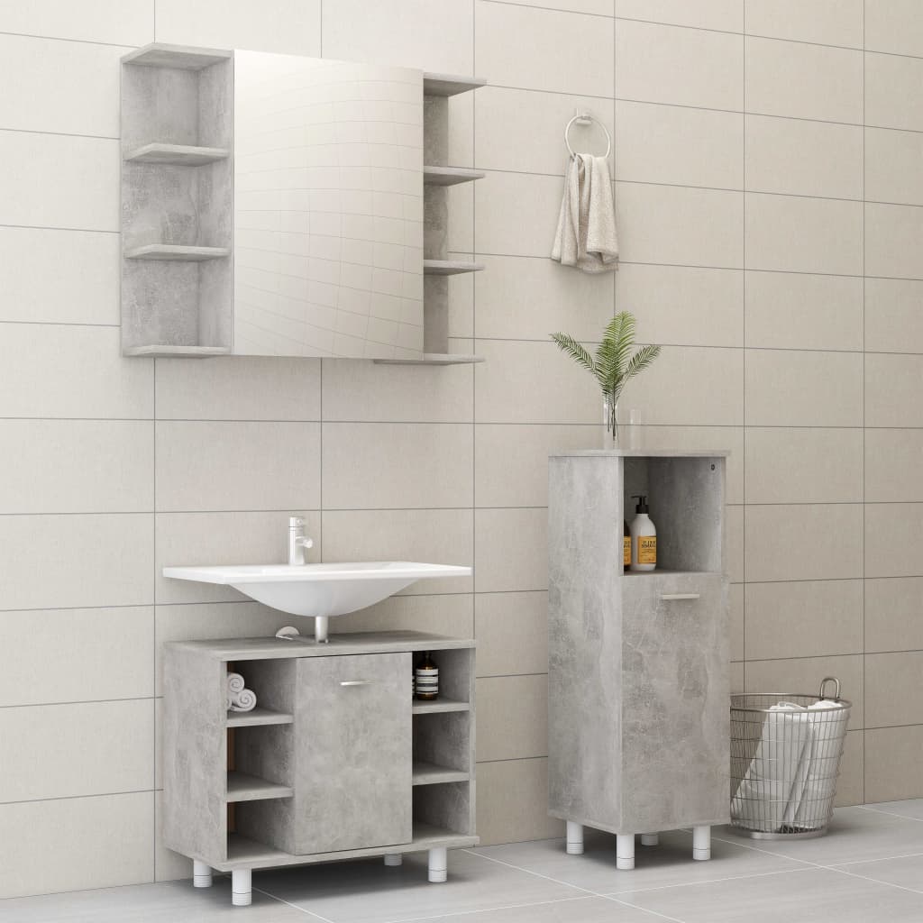 3 Piece Bathroom Furniture Set Engineered Wood