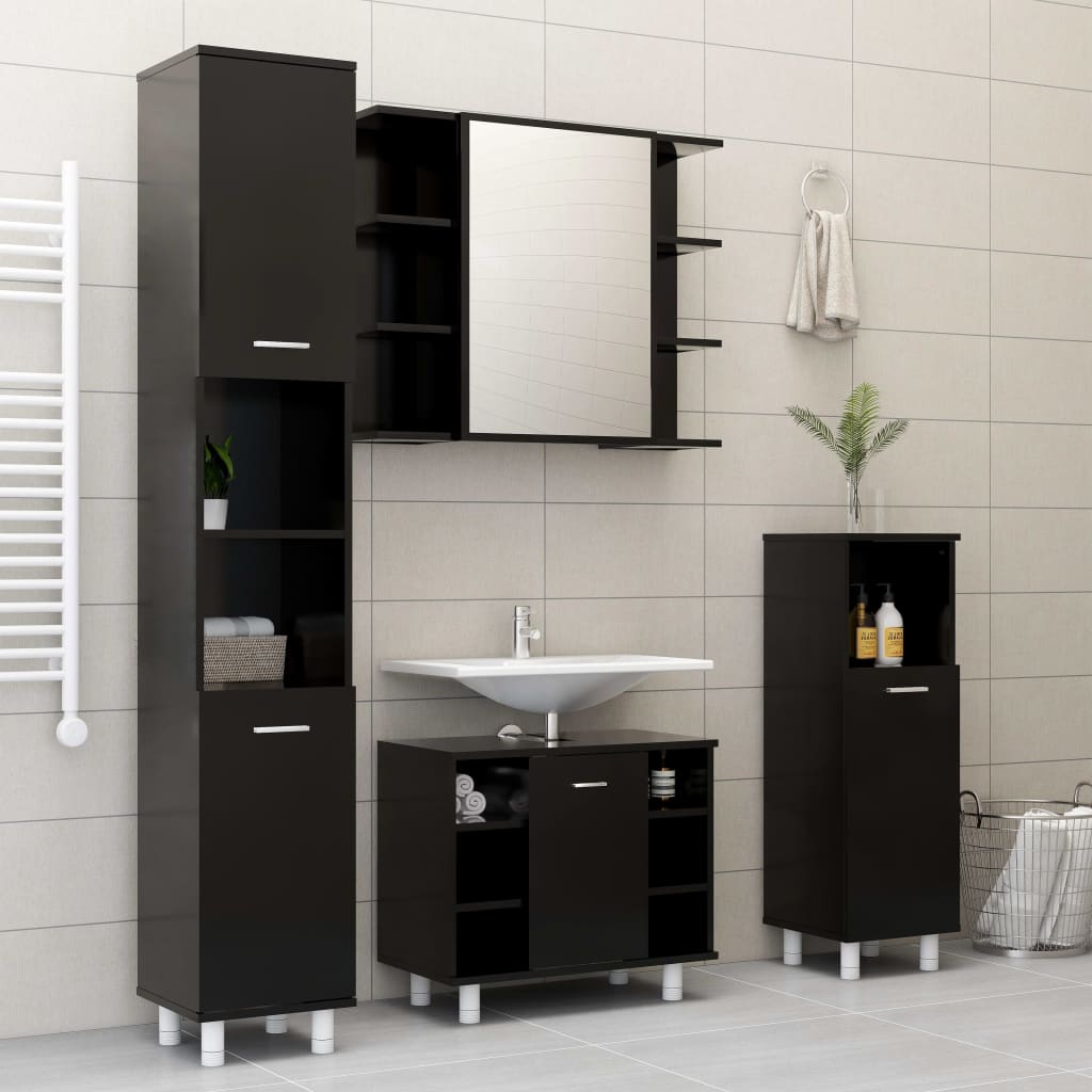 3 Piece Bathroom Furniture Set Engineered Wood